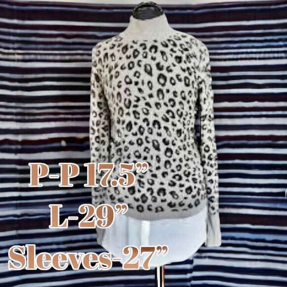 Apt.9 Gray Leopard Animal Print Shirttail Turtleneck Layered Look Sweater M EUC - Picture 5 of 16